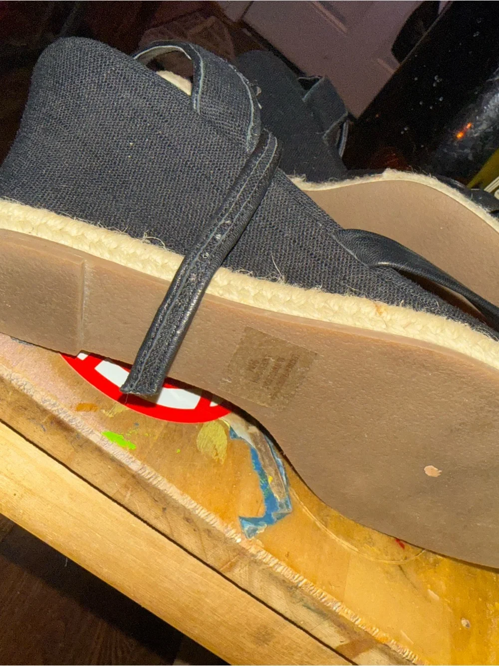 Ann Taylor Black Espadrille Wedge Sandals